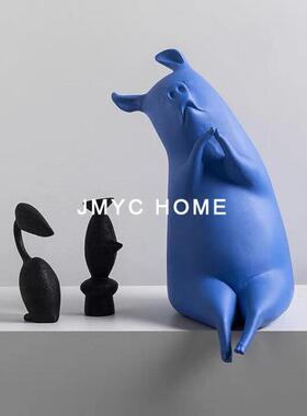 可爱卡动物通小猪YAW雕塑摆件视样板间客厅电柜书房房玄关儿童装