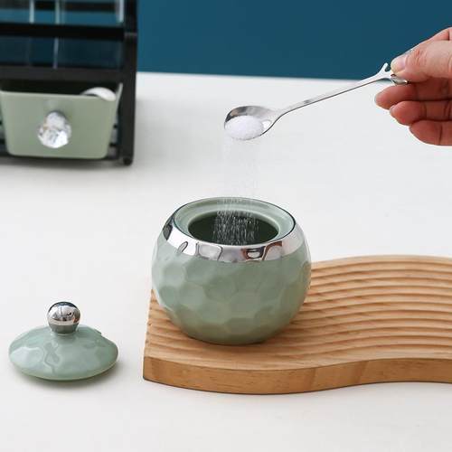 高颜值调味罐套装家用调料油盐酱醋调料瓶罐组合装厨房陶瓷调料盒 - 图2