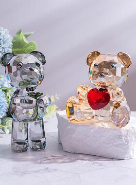 暴力熊轻奢水晶摆饰桌面客厅玄关电视柜酒柜简约家居装饰生日礼物