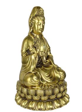 大仕缘 铜柳叶观音菩萨招财观世音摆件净瓶观音佛像