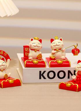 手机支架招财猫ins风高级感创意树脂工艺品公仔礼品可爱手工摆件