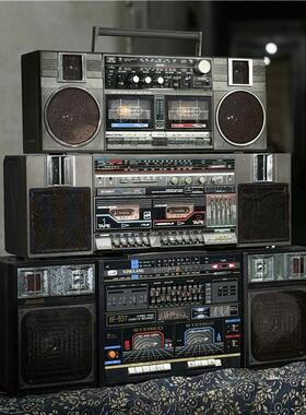 老收音机磁带手提播放机卡带收录机怀旧家用古玩杂项影视道具摆