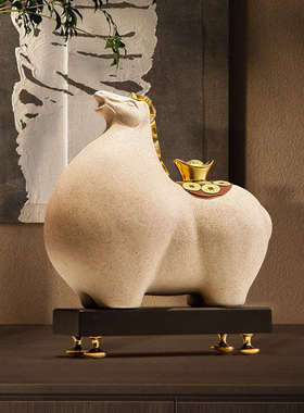 新中式马上有钱办公室装饰摆件客厅玄关酒柜招财工艺品老板桌摆设