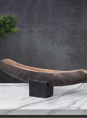 树脂长船形装饰品新中国风沉默风格覆古旧花盆和花盆家庭模型室装