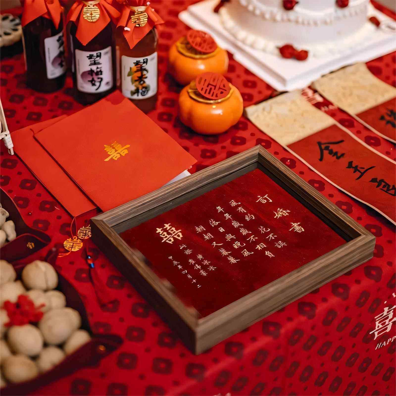 订婚书中国风婚书相框画 画框定制高级感摆台订婚布置送日子书卷,淘宝优惠券,粉丝福利购,淘宝优惠卷