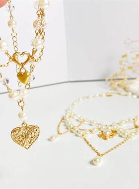 spicy girl pearl tassel love cross butterfly necklace women