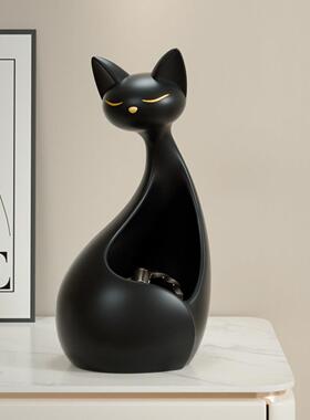 轻奢猫咪玄关钥匙收纳摆件客厅入户门口桌面置物架乔迁礼物装饰品