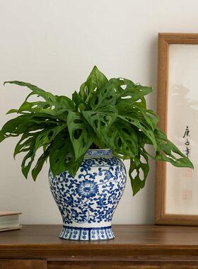 蜀门青花瓷中古陶瓷装饰鲜花干花花瓶宋代美学餐桌客厅插花摆件