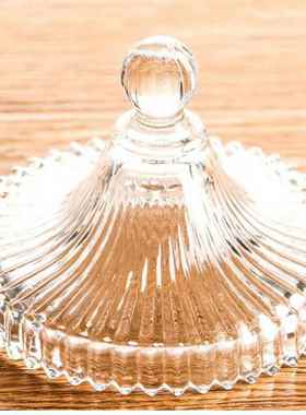 欧式糖果盅透明水晶玻璃带盖糖果罐带盖首饰盒烛台摆件礼品玻璃