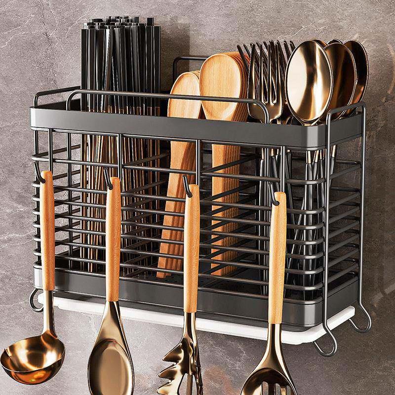 Chopstick cage wall-mounted 304 stainless steel kitchen drain storage box chopstick tube household spoon chopstick cage storage rack