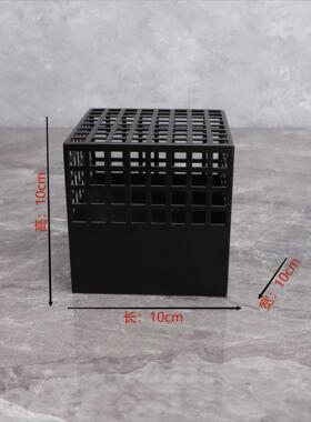新中式黑色多孔方块金属镂空摆件样板房售楼部酒柜桌面家居装饰品