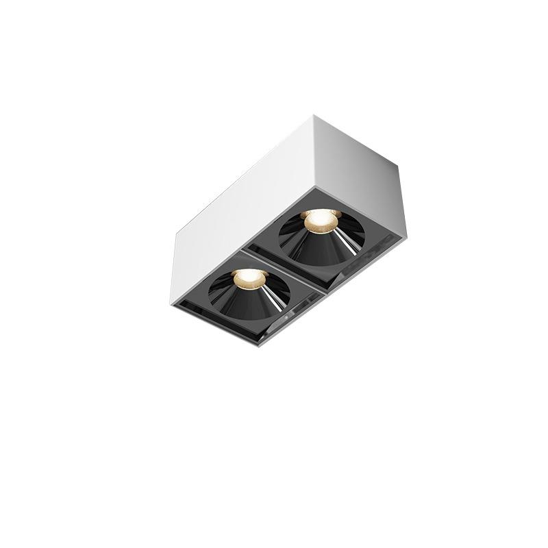 Exposed double-head square spotlight downlight bold lamp bean gall lamp no opening no main light home living room bedroom grille