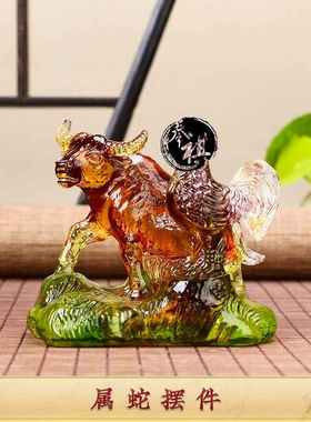 宋韶光2024龙年吉祥物属蛇[牛鸡贺岁]吊坠摆件宋绍光招财琉璃装饰