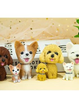 泰迪萨摩雪纳瑞巴哥金毛比熊犬狗狗汽车车摆车载摇头树脂家居摆件