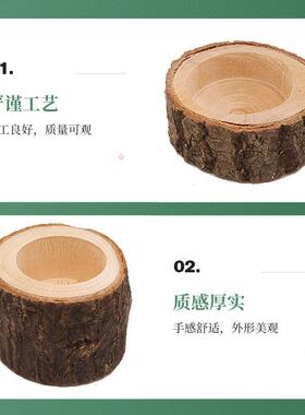 跨境木制工艺品迷你烛台木制原木花盆客厅摆挂件桌面公室树桩