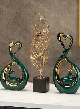 招财鹿办公桌面酒柜电视柜装饰摆件家居饰品现代轻奢陶瓷乔迁礼物