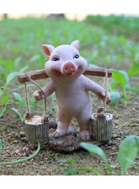网红彷真猪摆件搬砖推车猪奋斗猪家居装饰品拼博猪学生励志礼品