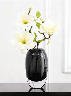 玄关透明插花玻璃琉璃餐桌客厅装饰品样板间摆件现代中式风花瓶