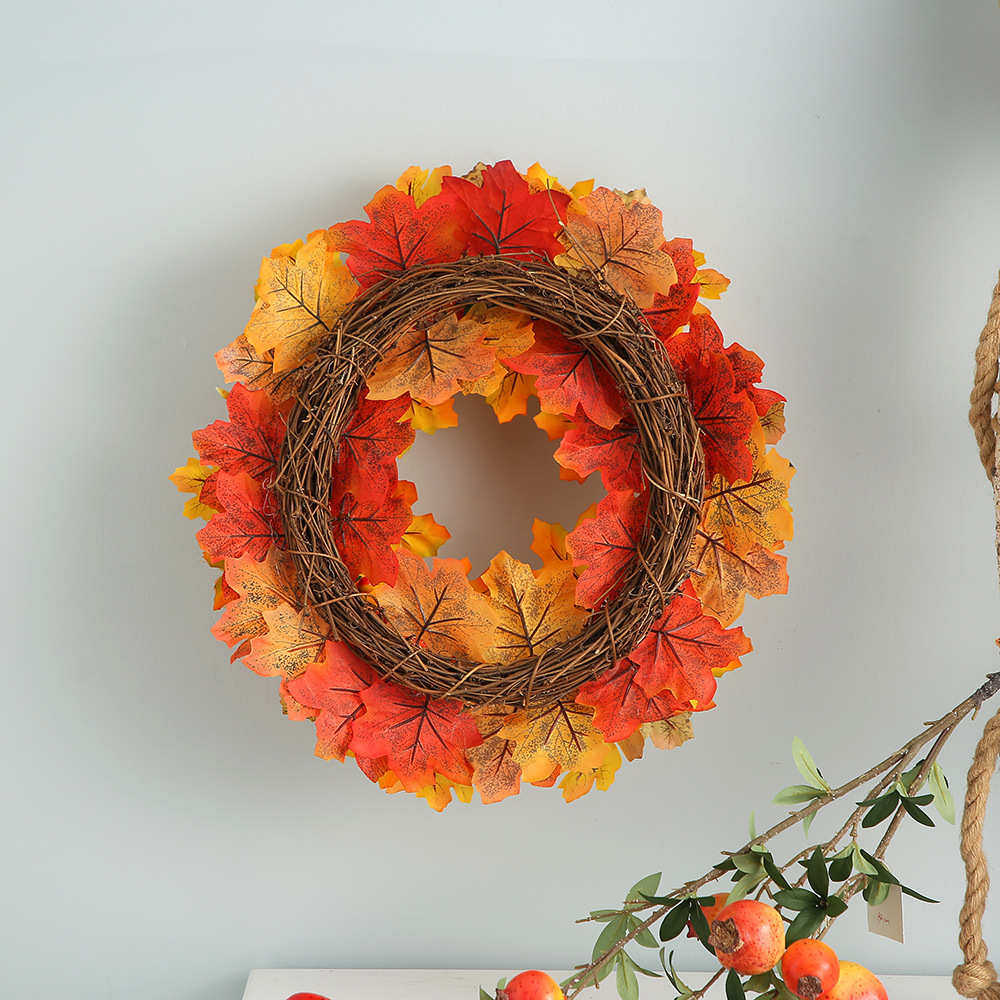 感恩节仿真花花环丰收节南瓜装饰花圈仿真枫叶浆果秋色花环,淘宝优惠券,粉丝福利购,淘宝优惠卷