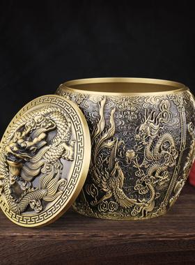 铜工艺品黄铜茶叶罐龙凤茶叶罐铜