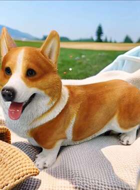 招财狗狗大号柯基摆件落地花园庭院装饰品仿真高级