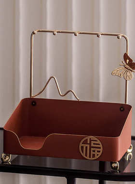 新中式轻奢玄关钥匙收纳摆件客厅茶几创意托盘家居乔迁送礼装饰品