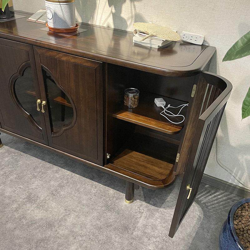 新中式餐柜乌金玄关现代简约客厅实木装饰隔断靠墙碗盘柜储物家用,淘宝优惠券,粉丝福利购,淘宝优惠卷