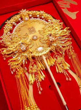 团扇新娘结婚蚕丝扇diy材料包中国非遗手工双面高级婚扇喜扇成品