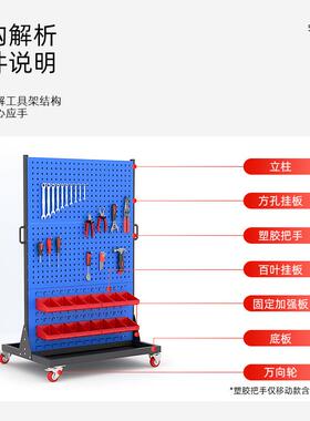 五金工具架挂钩移动整理收纳板金属方孔洞洞板车间零件存放物料架