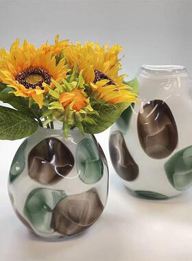 现代轻奢琉璃花瓶摆件客厅插花高级感玄关餐桌渐变艺术花瓶