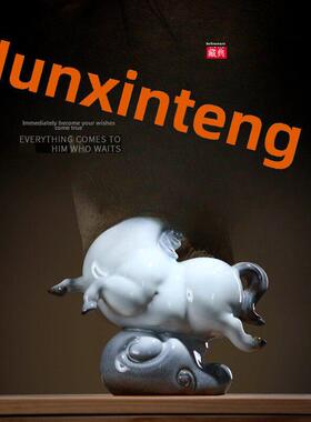 龙器创意陶瓷动物马饰品客厅入口办公室中国桌面财富软装工艺品