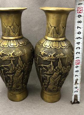 纯铜包邮花瓶 老寿星影视道具家居工艺装饰品给仿古铜器