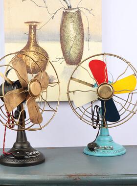 直销新款复古怀旧创意80年代老式铁艺电风扇模型酒吧餐厅摄影店道