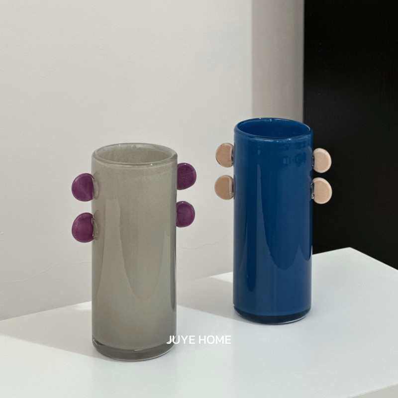 高颜值中古多巴胺玻璃花瓶 双耳彩色花器 水培高品质装饰摆件批发,淘宝优惠券,粉丝福利购,淘宝优惠卷