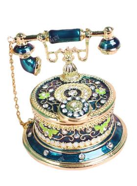 易尚宝珐琅彩首饰盒手工艺品精致家居创意复古电话机摆件礼品