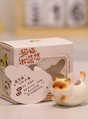可爱猫猫乐悠悠水晶原石家居小摆件卡通小猫治愈系办公室桌面装饰