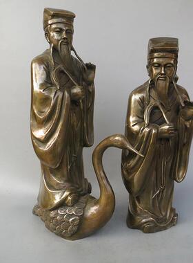 铜吕洞宾坐铜像骑鹤吕洞宾背剑吕洞宾八仙之一定铜器做铜雕