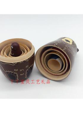 【六一大促】五层棕熊俄罗斯套娃娃木制工艺礼品玩具生日礼物