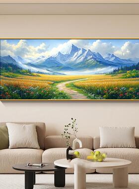 背后有靠山客厅挂画现代简约沙发背景墙挂画高档大气巨人山风景画