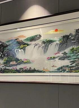 紫气东来苏绣刺绣客厅挂画 画苏州刺绣沙发背景墙装饰画 画山水壁
