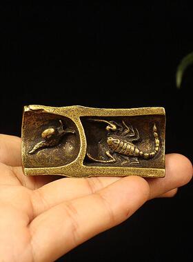 纯铜一鸣惊人知瞭摆件实心黄铜蝉镇纸家居客厅书房装饰工艺礼品摆