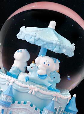 新款旋转木马水晶球八音盒自动吹雪梦幻城堡音乐盒送生女生礼物