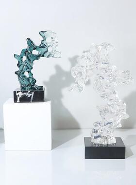 现代新中式仿太湖石摆件假山酒柜客厅玄关电视柜摆设办公室装饰品