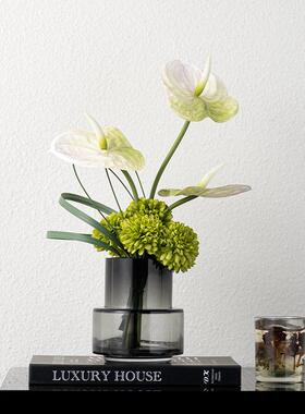 高级感整体花艺现代轻奢轻奢玻璃花瓶高档浴室洗手台装饰品