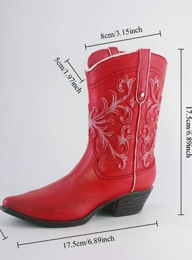 高档新款创意树脂花摆件西部牛仔靴家培子水插花容器客厅轻瓶奢居