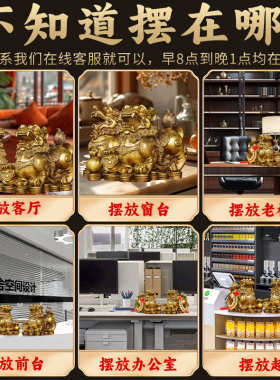 貔貅摆件聚财纯铜公母一对商用家用办公室居家客厅摆放霸王豸皮丘