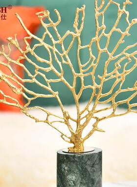 高档轻奢玄关装约饰品现代简海树摆软新中件式客厅电视柜办公室珊