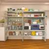 Gray green perforated board kitchen storage rack dining cabinet against the wall one-piece floor-standing multi-layer microwave oven storage shelf
