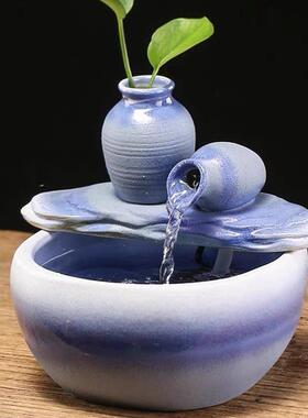 水花摆件鱼缸开箱礼品招财办公室客厅禅意装饰循环流水迁移礼品