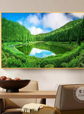 背靠青山图客厅装饰画办公室旭日东升靠山图招财餐厅壁画高山挂画
